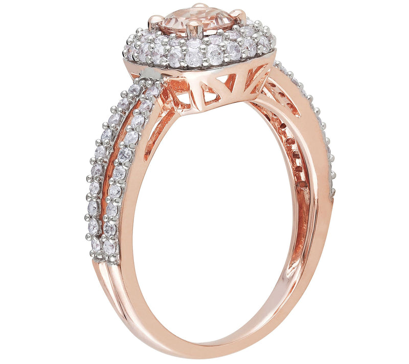 Bellini 0.45 cttw Morganite & 0.45 cttw Diamond Ring — View 3