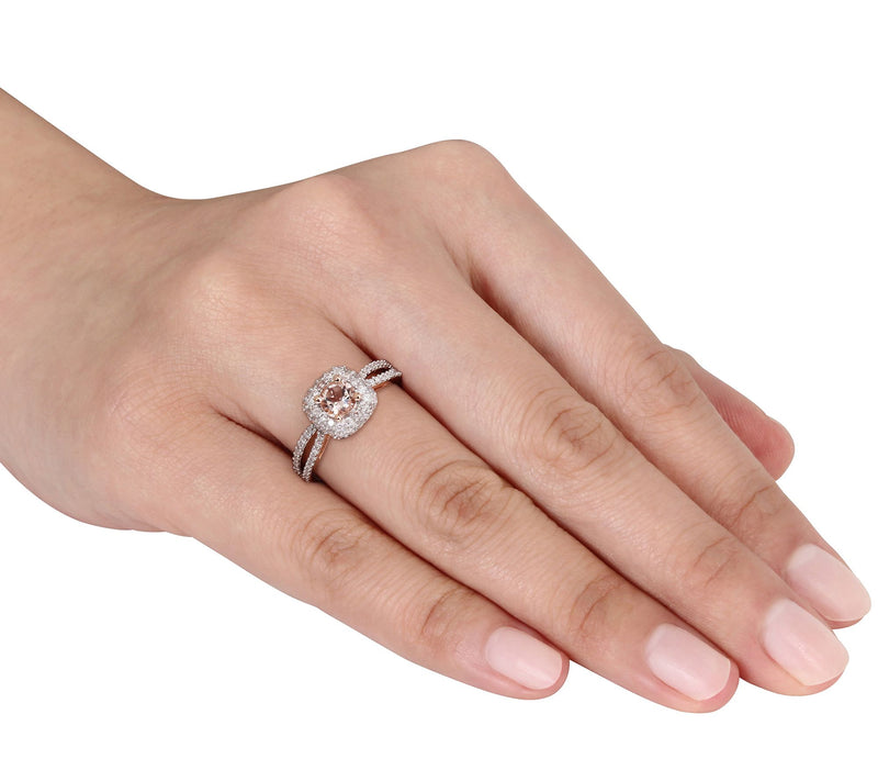 Bellini 0.45 cttw Morganite & 0.45 cttw Diamond Ring — View 2