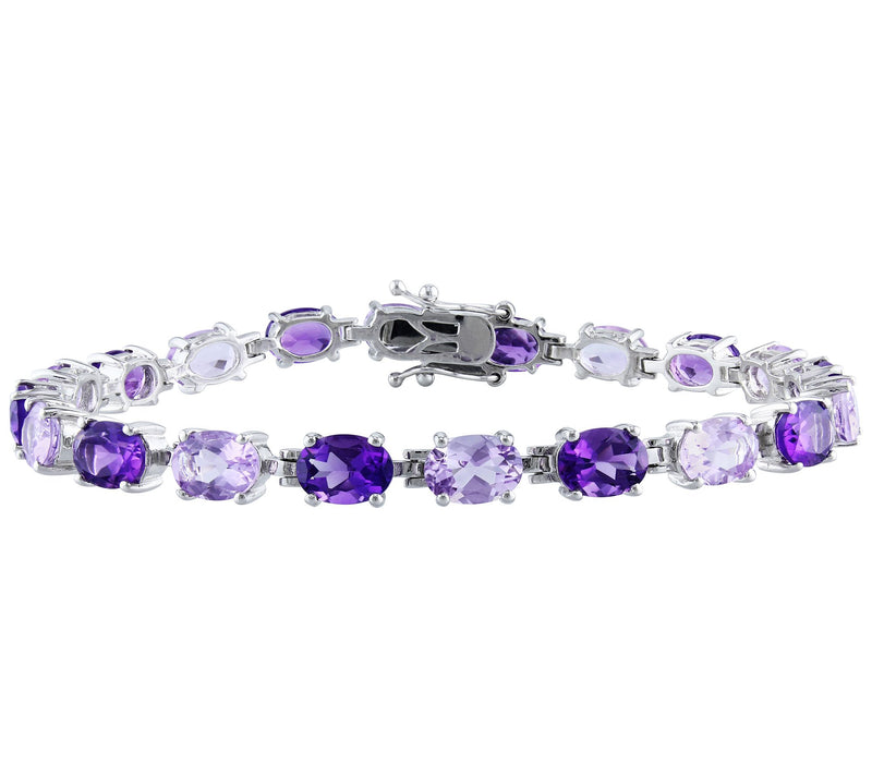 Sterling 14.50 cttw Amethyst and Rose de FranceBracelet — Main view