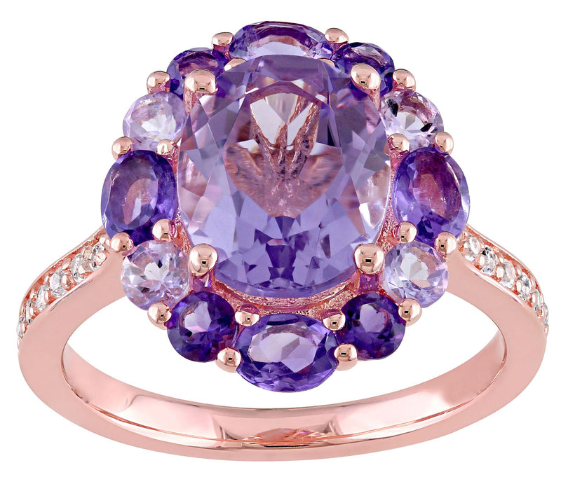 Sterling 3.75 cttw Amethyst & Rose de France Ri ng — Main view