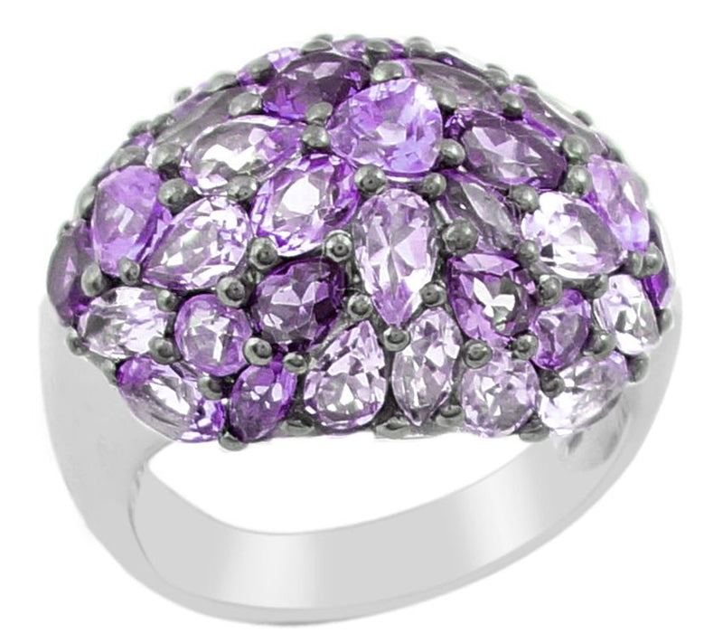 Sterling Amethyst Pave Domed Ring — Main view