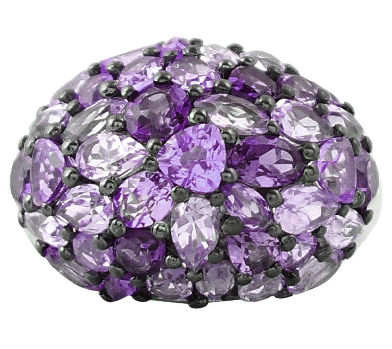 Sterling Amethyst Pave Domed Ring — View 2