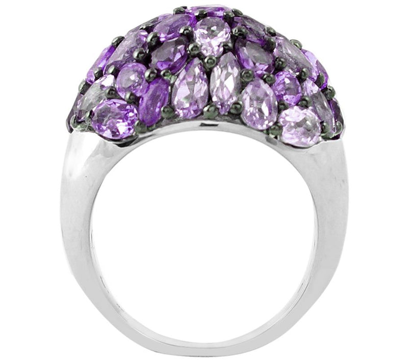 Sterling Amethyst Pave Domed Ring — View 4
