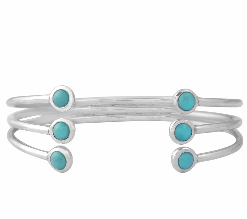 Sterling Turquoise Triple Row Cuff Bracelet — Main view