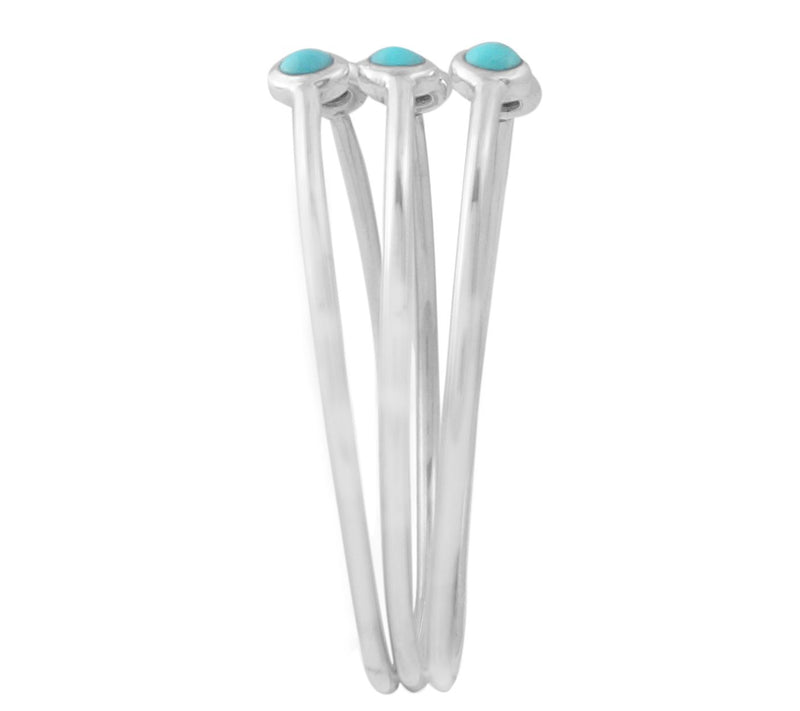Sterling Turquoise Triple Row Cuff Bracelet — View 3