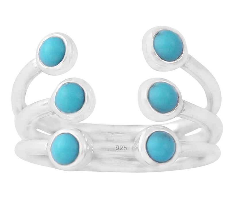 Sterling Turquoise Triple Row Cuff Ring — Main view