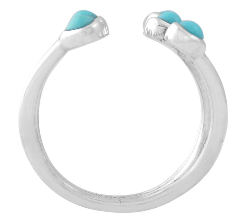 Sterling Turquoise Triple Row Cuff Ring — View 3