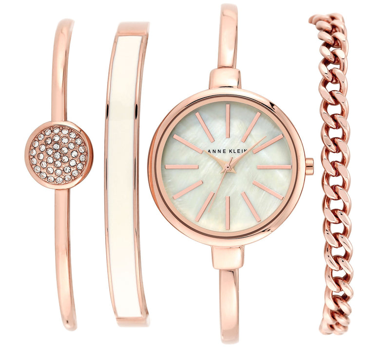 Anne Klein Women's Rosetone Bangle Watch and Bracelet Set — Main view