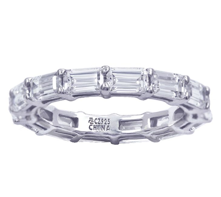 Diamonique 3.50 cttw Eternity Band, Plat inum Clad — Main view