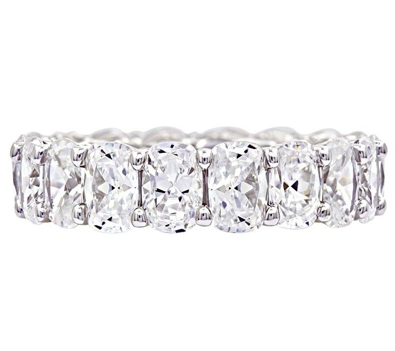 Diamonique 8.50 cttw Oval Eternity Band Ring, Platinum Clad — View 2