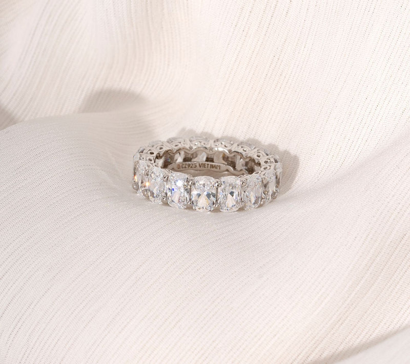 Diamonique 8.50 cttw Oval Eternity Band Ring, Platinum Clad — View 6