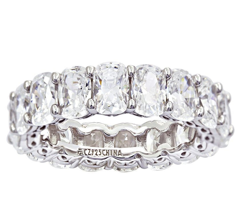 Diamonique 8.50 cttw Oval Eternity Band Ring, Platinum Clad — Main view