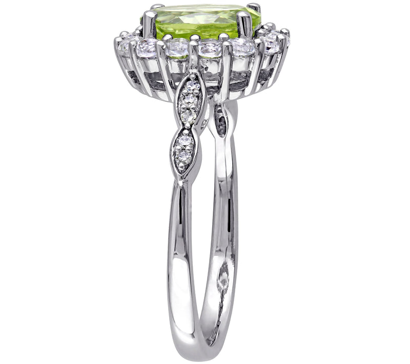 1.95 cttw Peridot & White Topaz Ring, 14K — View 2