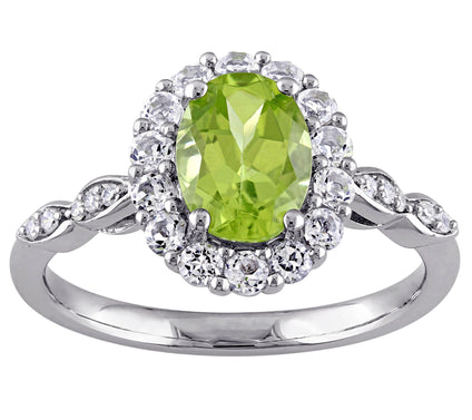 1.95 cttw Peridot & White Topaz Ring, 14K