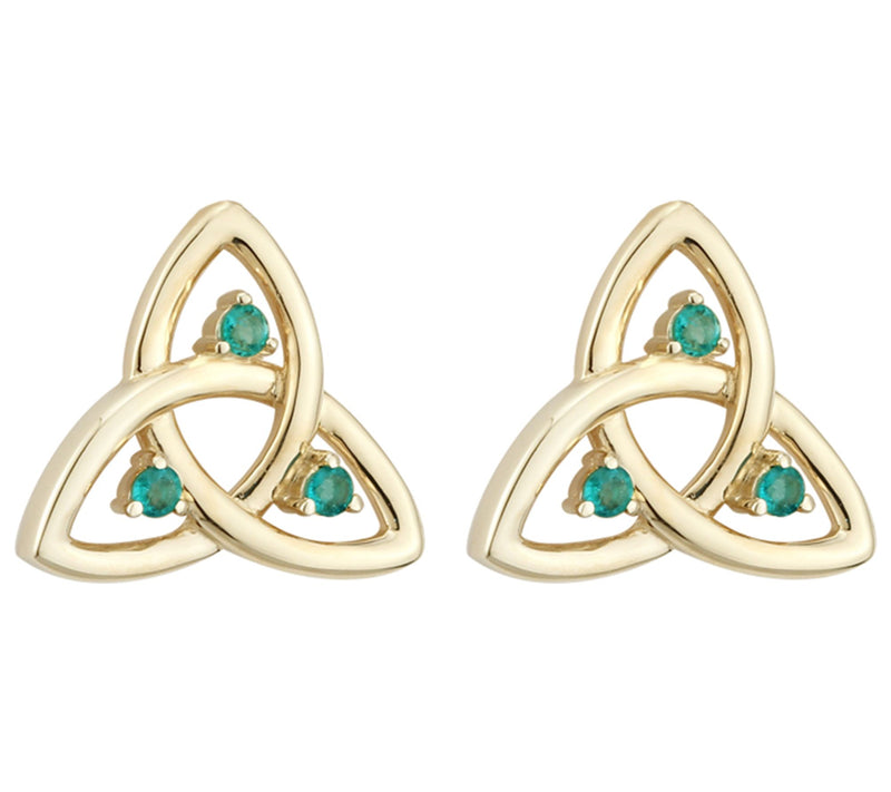 Solvar Emerald Accent Trinity Knot Stud Earrings, 14K — Main view