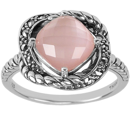 Suspicion Sterling Marcasite & Mother-of-Pear lDoublet Ring