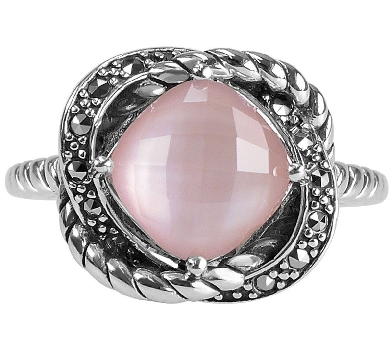 Suspicion Sterling Marcasite & Mother-of-Pear lDoublet Ring — View 2