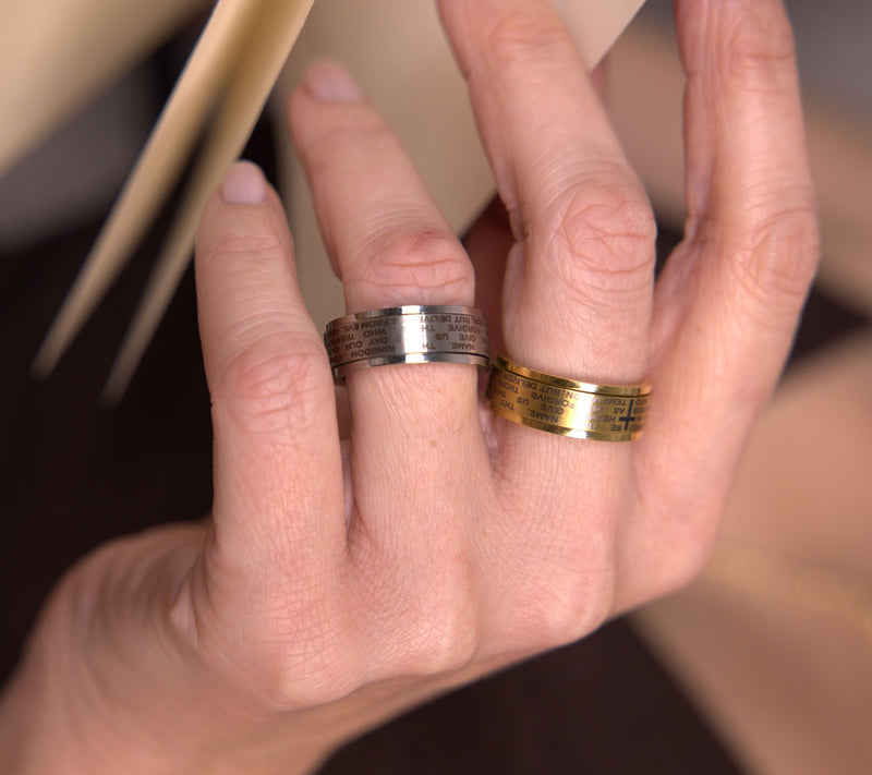 Steel by Design Our Father Prayer Ring — View 5