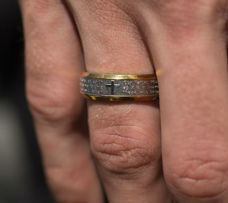Steel by Design Our Father Prayer Ring — View 2