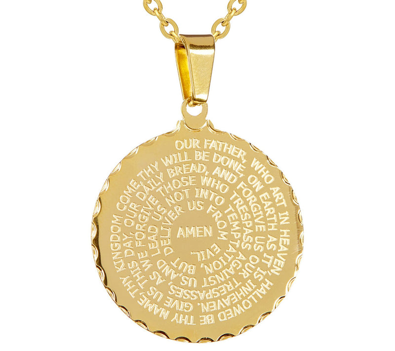 Steel by Design Round Our Father Prayer Pendant — View 7