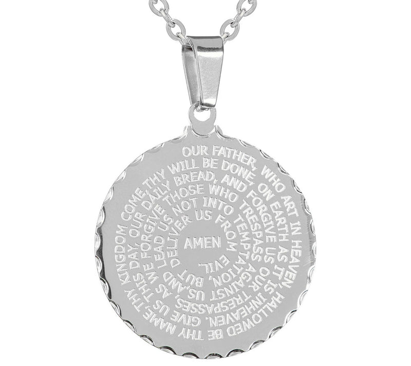 Steel by Design Round Our Father Prayer Pendant — View 5