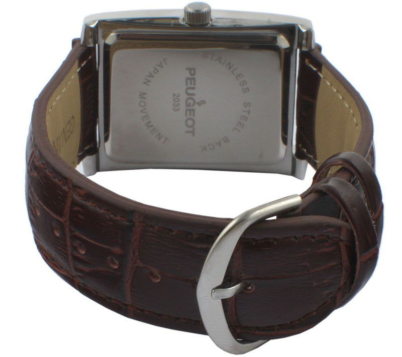 Peugeot Men's Blue Dial Leather Watch — View 2