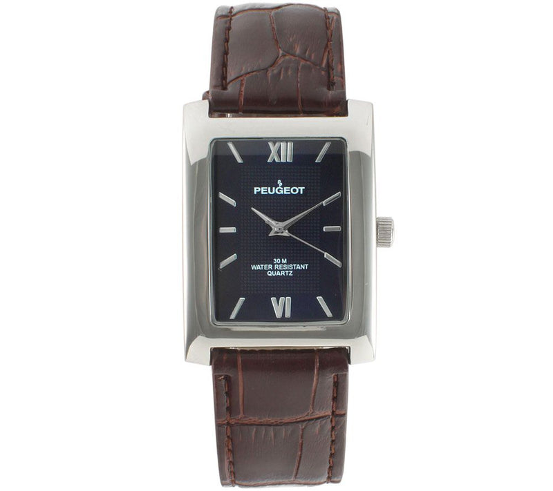 Peugeot Men's Blue Dial Leather Watch — View 4