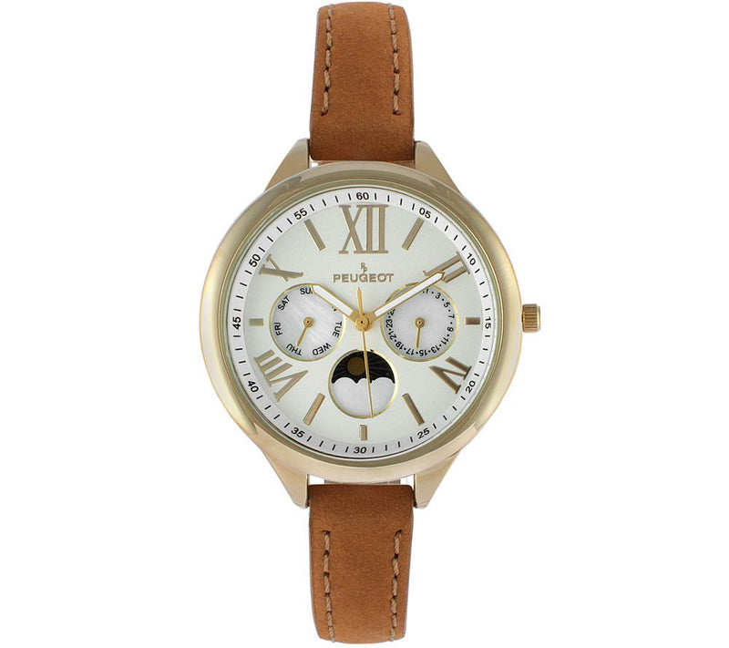 Peugeot Women's Multi-Function Tan Suede Watch — View 4