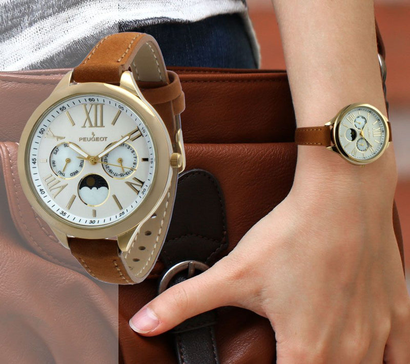 Peugeot Women's Multi-Function Tan Suede Watch — View 5