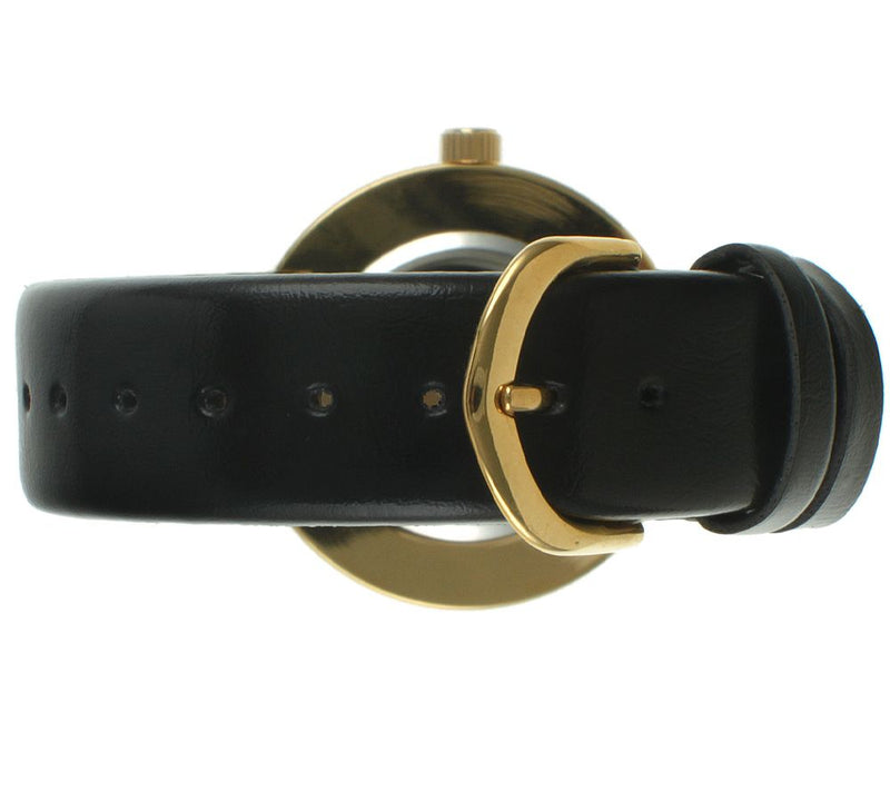 Peugeot Women's Goldtone Diamond Marker Black Leather Watch — View 2