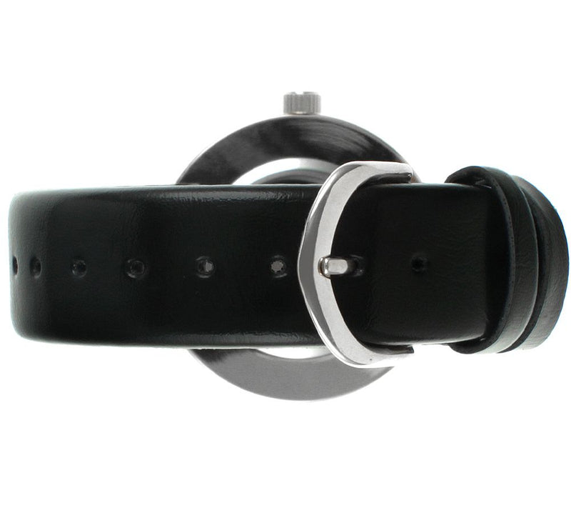 Peugeot Women's Silvertone Diamond Marker BlackLeather Watch — View 2