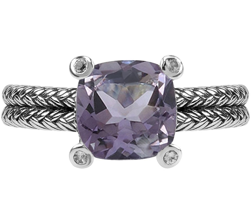 Sterling Gemstone and White Topaz Accent Ring — View 6