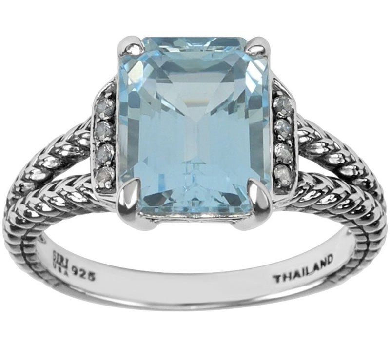 Affinity Sterling Octagaonal Gemstone & WhiteTopaz Ring — View 7