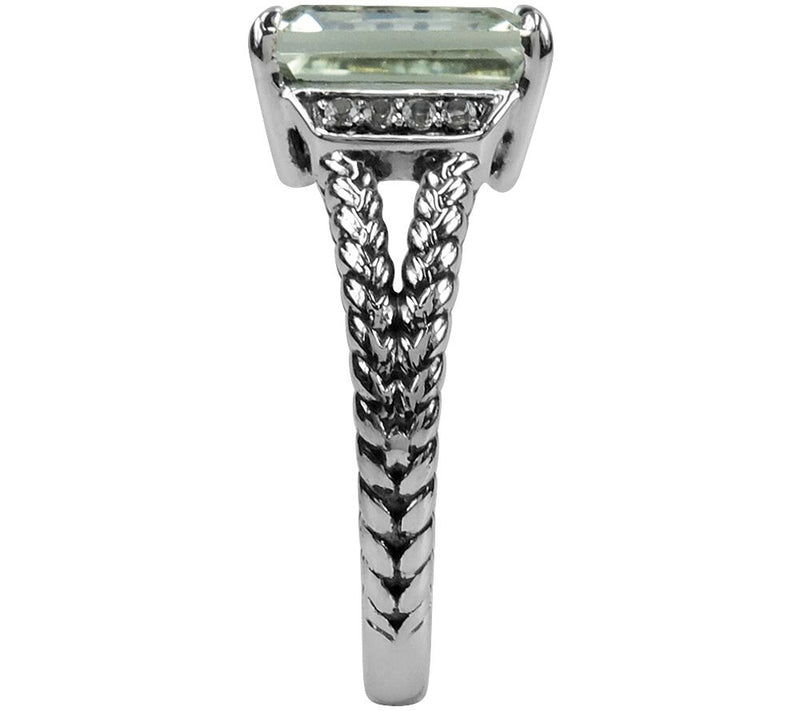 Affinity Sterling Octagaonal Gemstone & WhiteTopaz Ring — View 9