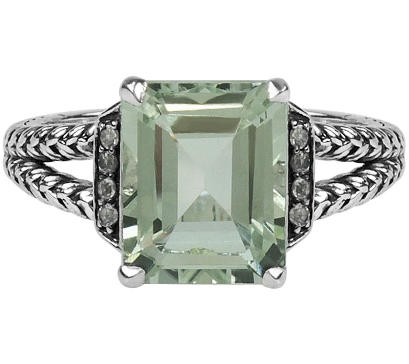 Affinity Sterling Octagaonal Gemstone & WhiteTopaz Ring — View 8