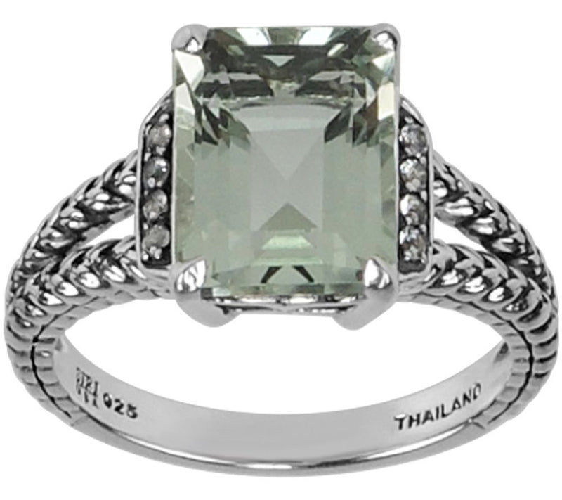 Affinity Sterling Octagaonal Gemstone & WhiteTopaz Ring — View 5