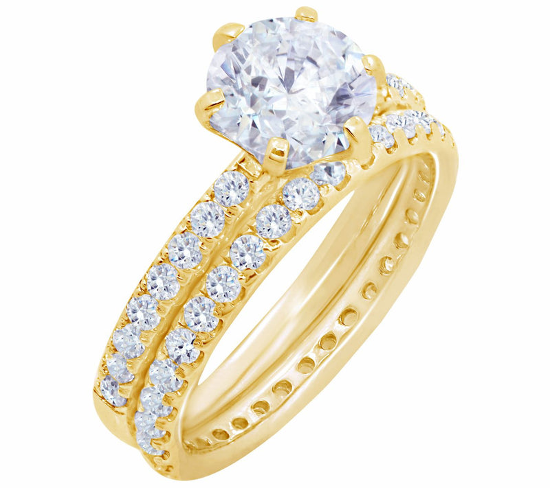 Diamonique 2.90 cttw 2-Piece Round Ring Set, 14K Clad — Main view