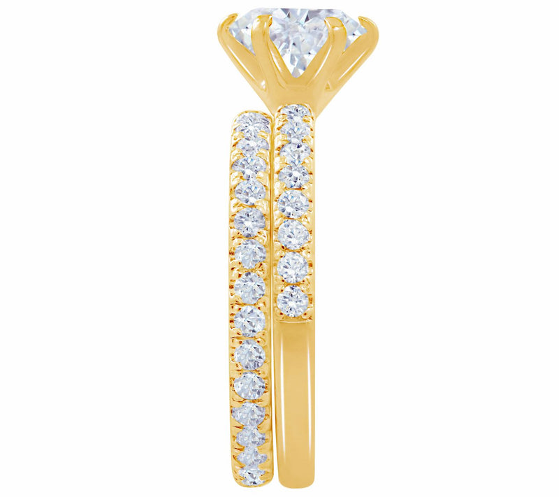 Diamonique 2.90 cttw 2-Piece Round Ring Set, 14K Clad — View 3