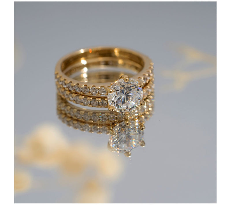Diamonique 2.90 cttw 2-Piece Round Ring Set, 14K Clad — View 6