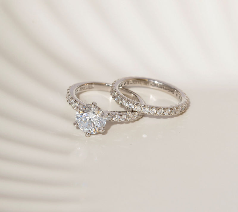 Diamonique 2.90 cttw 2-Piece Round Ring Set, 14K Clad — View 5