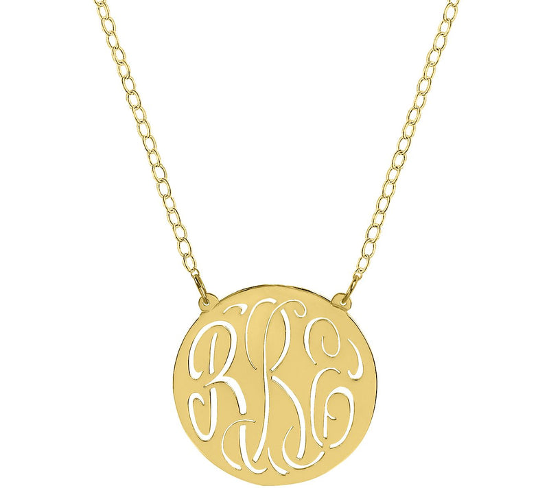 Round Cut-out Monogram 18" Necklace, Sterling — View 3