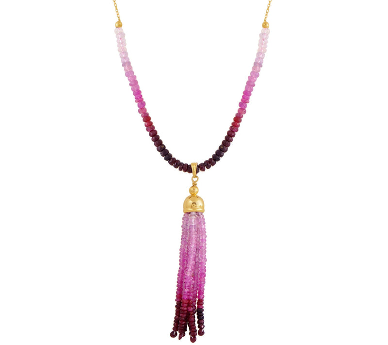 Ombre Ruby Tassel Necklace, Sterling — Main view