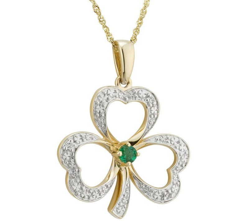 Solvar Diamond & Emerald Accent Pendant w/ Chain, 14K — Main view