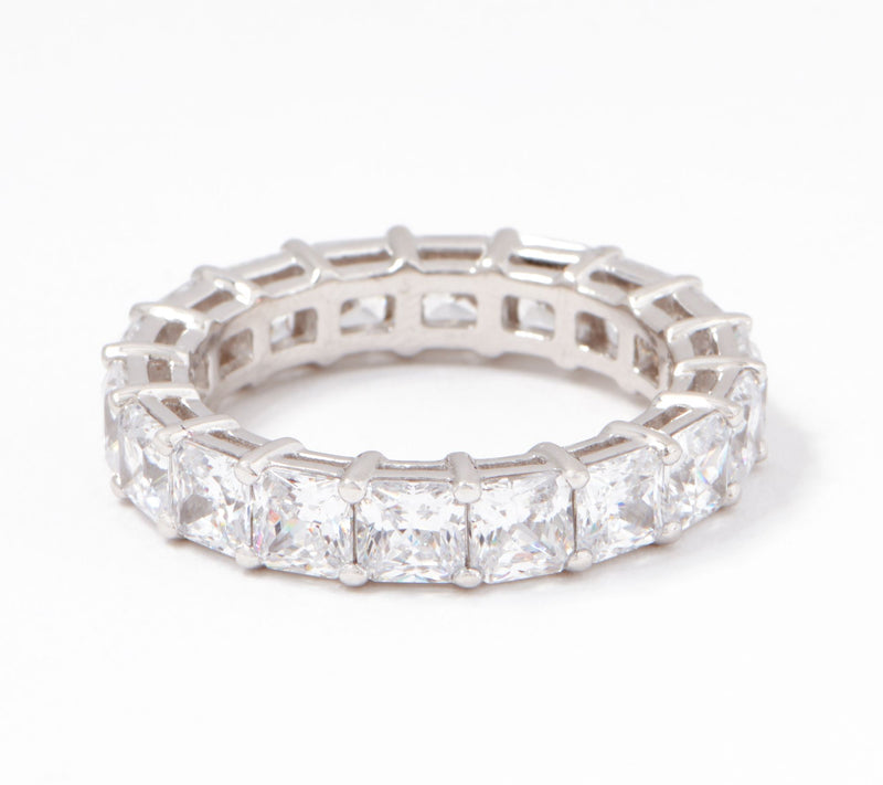 Diamonique Silver Choice Of Cut Eternity Band Ring, Platinum Clad — Main view
