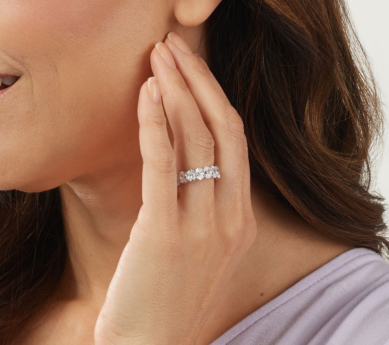 Diamonique Silver Choice Of Cut Eternity Band Ring, Platinum Clad — View 4