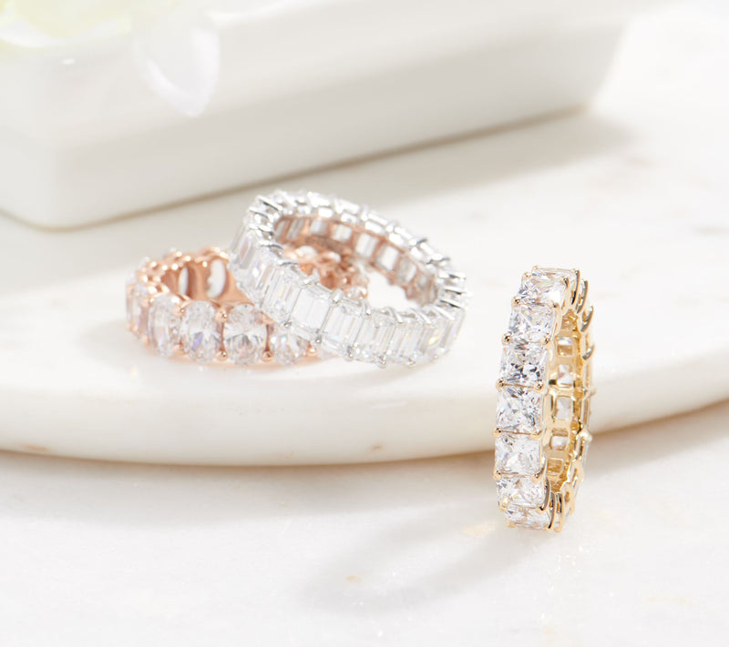 Diamonique Silver Choice Of Cut Eternity Band Ring, Platinum Clad — View 5