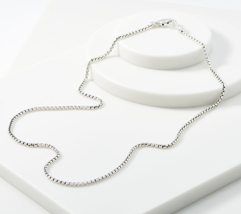 JAI Sterling Silver 2.7mm Box Chain 24" Necklace, 17.60g — View 2