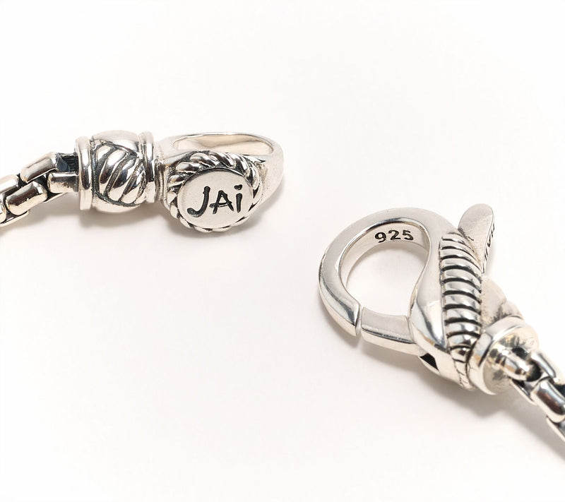 JAI Sterling Silver Symbols of Love Box Chain Station Bracelet — View 12