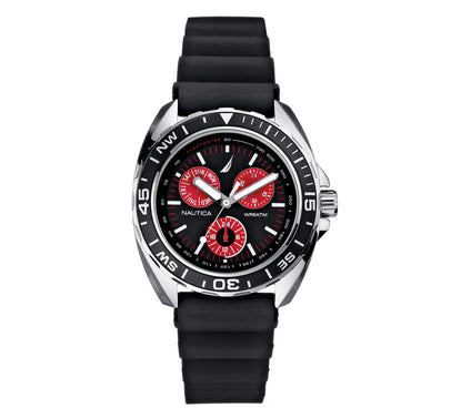 Nautica Sport Ring Multi-Function Black & Red Watch