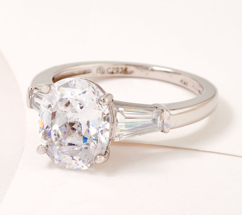 Diamonique 100 Facet 4 cttw "The Amy" Ring, Platinum Clad — Main view